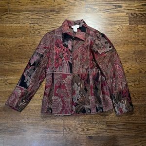 stunning vintage floral zip up jacket/shacket. removable shoulder pads